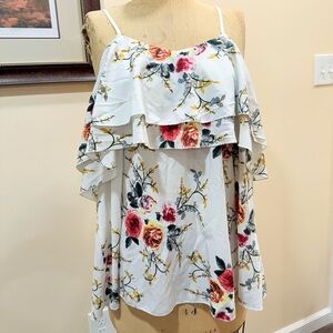 SHEIN Floral Ruffle Sleeveless Top